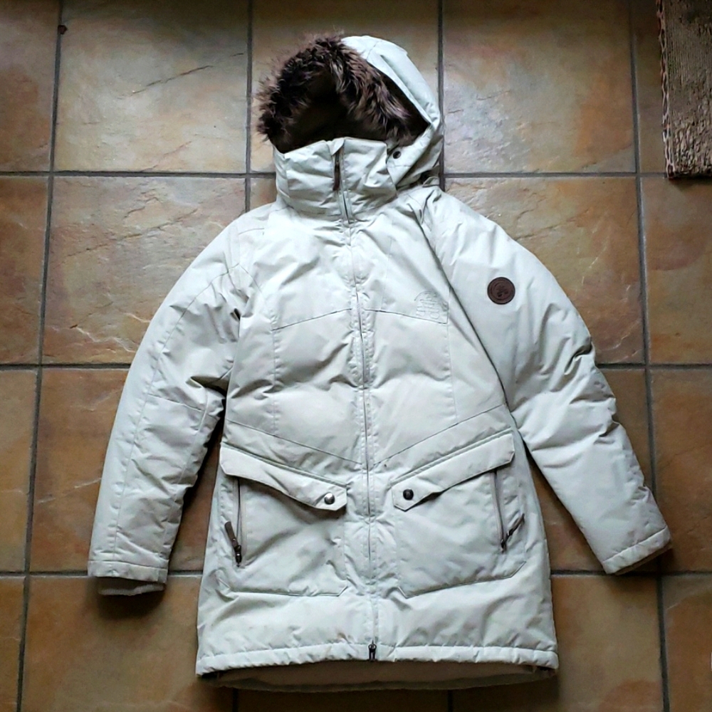 Women's snow winter jacket with faux fur hood